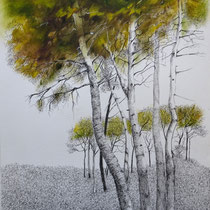 Melaten V | 2020 | Tusche / Ölfarbe auf Papier | 40 x 30 cm