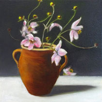 Krug mit Herbstanemone | 2020 | Öl auf Leinwand | 30 x 30 cm