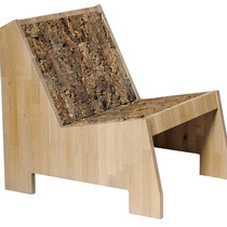Lounge Chair classic: Gestell in Eiche massiv, Sitz und Rückenfläche in Korkbaumrinde