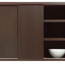 Schiebetürschrank in Eiche (furniert) schokobraun
