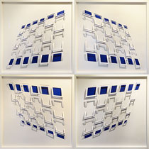 2022, Td_1, Tetraptychon, Papierschnitt, Acrylfarbe, 142 x 142 x 1,5 cm