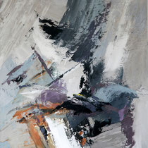 Tableau Peinture Abstraite Contemporaine: "Murmures" (50X61) © (Enduit de Chaux/ bois)