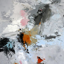 Tableau Peinture Abstraite Contemporaine: "Bienveillance" (54X65) © (Enduit de Chaux/ bois)
