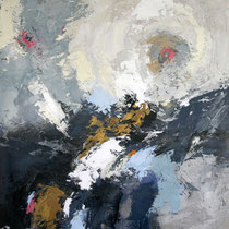 Tableau Peinture Abstraite Contemporaine: "La petite voix" (73X92) © (Enduit de Chaux/ bois)