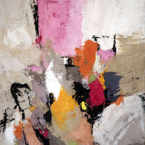 Tableau Peinture Abstraite Contemporaine: "Introspection" (50X61) © (Enduit de Chaux/ bois)