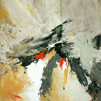Tableau Peinture Abstraite Contemporaine: "Intuition" (38X46) © (Enduit de Chaux/ bois)