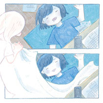 おばけミーツガール(2019) 自主制作のイラスト集の11Pです。おばけもたまには気を使います。