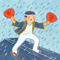 だんじりの上の人(2022)  雨の中のだんじり祭りを見ました。