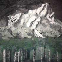 FEUCHTGEBIET UNTER GEBIRGE 120 x 100 cm  Beton I Pigmente I Öl I Acryl auf Leinwand