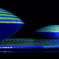 Spirale grün-blau, Werkgruppe, Detail, 2024, Ø 32, Ø 48 und Ø 24