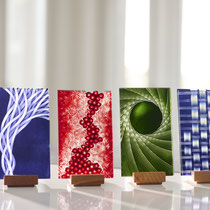 Gruppe „Bijou“ / Foto: Peter Hübbe   2024 / je 15cm x 6,6 cm / Überfanglas graviert 