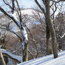 左手に三十三間山山頂が見えてきました