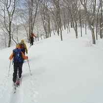 丁子山を過ぎ、一瞬、湧谷山と青空も見えて