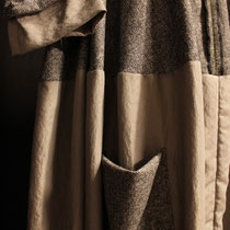 Robe polyester beige et laine mouchetée