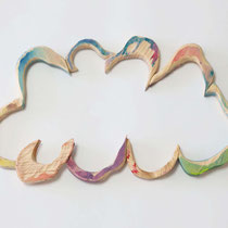 Morphology(Cloud No.1)　H 24 × W 15 × D 2 cm　Wood (Cypress),Acrylic paint,Acrylic gouache　2020