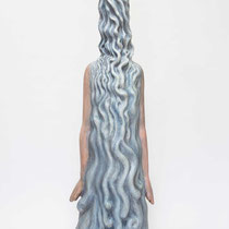 Liquid Dress　H 113 × W 33 × D 22 cm　Wood(Camphor wood),Pigment,Dye,Glue,Acrylic resin emulsion　2013