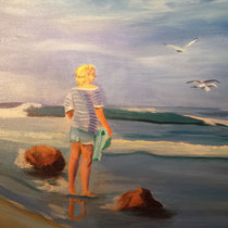 Frau am Meer, Acryl auf Leinwand, 50 x 70 cm