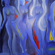 Blaue Gruppe, Öl auf Leinwand, 100 x 120 cm