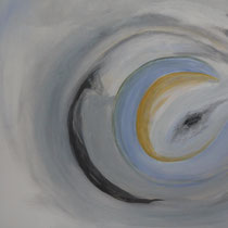 Grau-blauer Wirbel, Acryl auf Leinwand, 50 x 70 cm