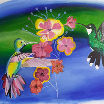 Kolibris,  Acryl auf Leinwand, 60 x 80 cm