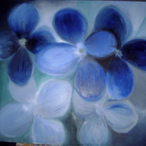Blaue Blumen, Öl auf Leinwand, 80 x 100 cm