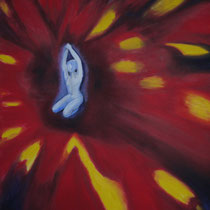 Frau im roten Universum, Öl auf Leinwand, 60 x 80 cm