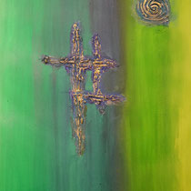 Grün-gold, Acryl auf Leinwand, 40 x 50 cm
