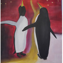 Pinguine, Acryl auf Leinwand, 60 x 80 cm