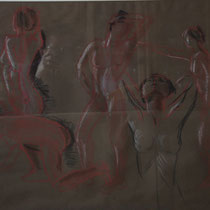 Aktstudie, Rötel/Kreide auf Papier, 50 x 70 cm