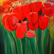 Tulpen 1, Öl auf Leinwand. 60 x080 cm, verk.
