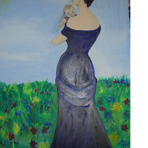 Frau  mit Kind, Öl auf Leinwand, 70 x 110 cm