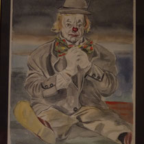 Heinz Rühmann als Clown, Aquarell, 24 x 30 cm 
