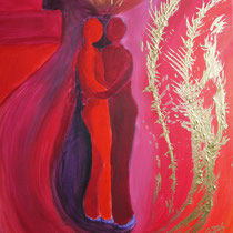 Rot-gold-Liebe, Acryl auf Leinwand, 40 x 50 cm