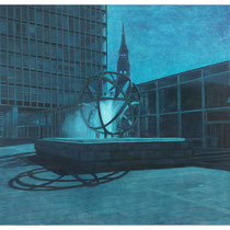 Brunnen/Ost-West-Straße, 110 x 120 cm, Öl auf Baumwolle, 2014