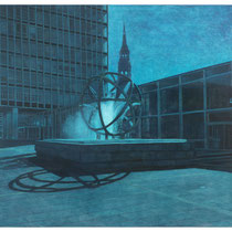Brunnen/Ost-West-Straße, 110 x 120 cm, Öl auf Baumwolle, 2014