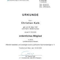 Urkunde B.V.S 