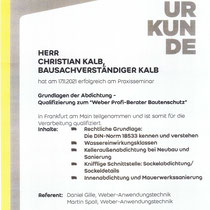 Urkunde Profi-Berater Bautenschutz 