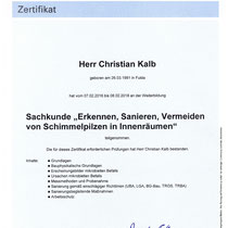 Sachkundenachweis Schimmel in Innenräumen (TÜV Rheinland)