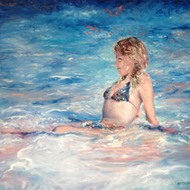 `Wasserportrait` Ölmalerei mit Fingern auf Leinwand 60x80cm - verfügbar