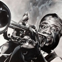 Portrait `Louis Armstrong` Öl auf Leinwand 100x120cm - verfügbar