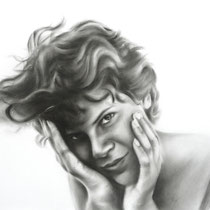 Portrait `Karin` Zeichnung dry brush 42x30cm (A3) - verfügbar