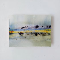 "Ginder-nazomer" -18,  Aquarel on watercolor paper and wooden panel/ 22 x 16 x 3 cm
