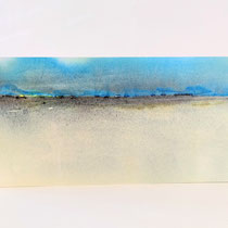 "Ginder-nazomer" -31,  Aquarel on watercolor paper and wooden panel / 20 x 40 x 3 cm
