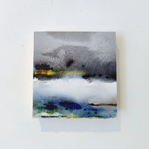 "Ginder-nazomer" -33,  Aquarel on watercolor paper and wooden panel / 15 x 15 x 3 cm