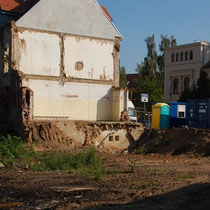 Blick Richtung Haus der Freundschaft, welches kürzlich abgerissen wurde