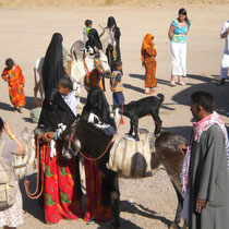 An der Raststation, bettelnde Beduinen