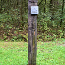 Paal met informatiebord over een transport vanuit Westerbork - om de zoveel meter staat een paal vanaf het bezoekerscentrum tot het kamp