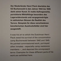 140) Overzicht tentoonstelling in het desinfectiegebouw - kunst gemaakt in of over concentratiekampen - informatie over Henri Pieck