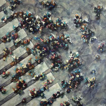 Clothilde Lasserre-huile sur panneau "Débordements" 110X110cm 2023-Galerie Gabel-Biot-France