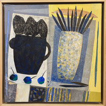 Yves Bonhomme, techniques mixtes sur toile, 40X40cm encadrés - 1200€ - Galerie Gabel - Biot